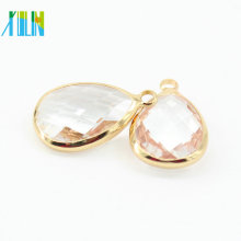 10 * 14mm 12 pcs / sac Teardrop Drop Assortiment Rose Cristal Verre Laiton Argent Or Pendentif Facetté Connecteur Cristal Pendentif